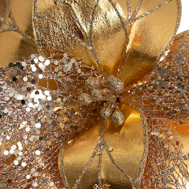 Glarnor Christmas Flower Pick Metallic Gold