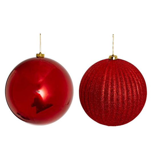 Kylor Giant Hanging Baubles Set 2 Red (20cmD)x 3-houseofhyne