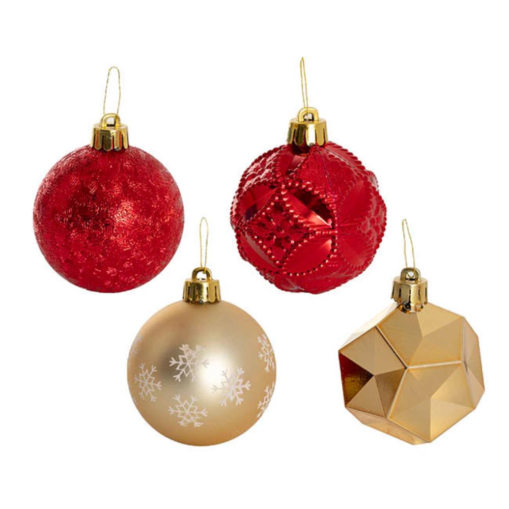 Grivon Assorted Hanging Baubles Set 8 Red & Gold (6cmD) x 7-houseofhyne