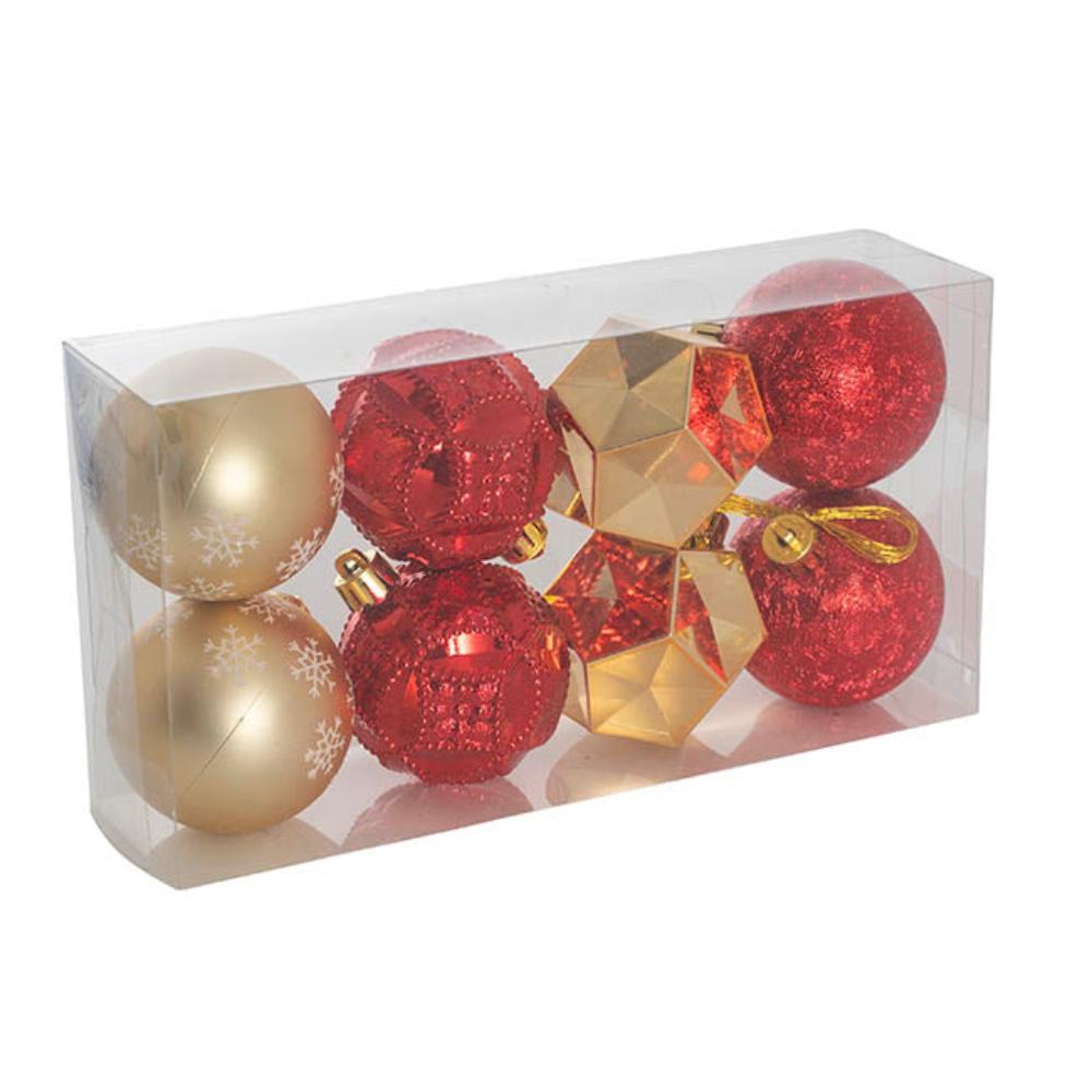 Grivon Assorted Hanging Baubles Set 8 Red & Gold (6cmD) x 7-houseofhyne