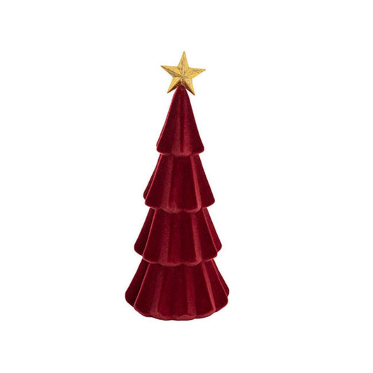 Branix Flocked Table Top Tree w Gold Star Burgundy (38cmH)x 3-houseofhyne