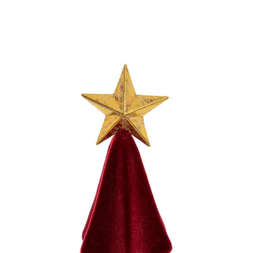 Branix Flocked Table Top Tree w Gold Star Burgundy (38cmH)x 3-houseofhyne