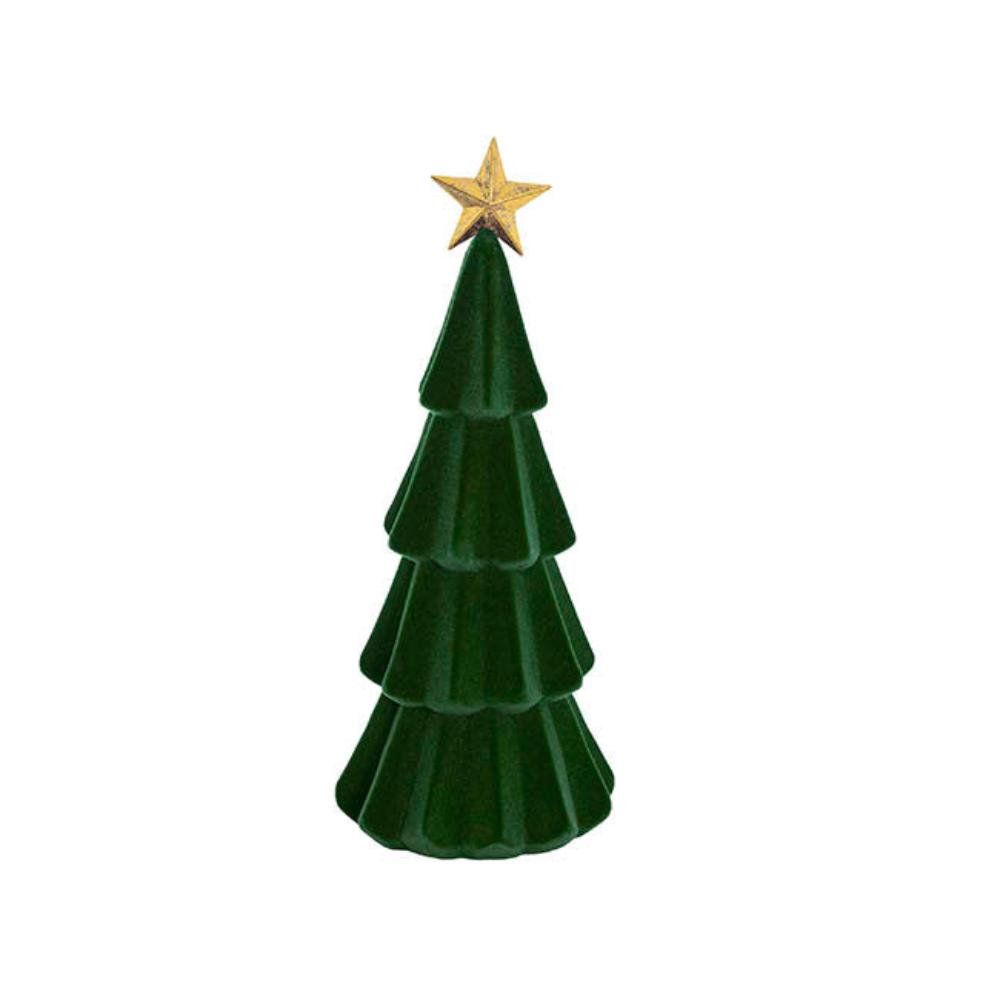 Nylox Flocked Table Top Tree w Gold Star Dark Green (38cmH) x 3-houseofhyne