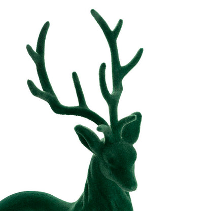 Nymir Sitting Flocked Reindeer Dark Green (18x25cmH)-set of 3