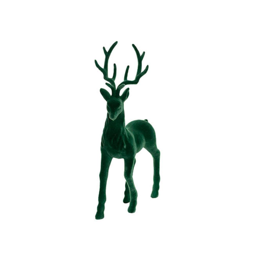 Kyrron Standing Flocked Reindeer Dark Green (37cmH)-set of 3-houseofhyne