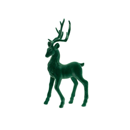 Kyrron Standing Flocked Reindeer Dark Green (37cmH)-set of 3-houseofhyne