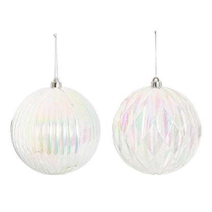 Grivor Elegant Large Baubles Set 2 Iridescent Clear (20cmD)x 2-houseofhyne