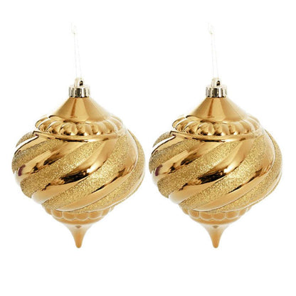 Vyxon Hanging Decorative Onion Baubles Pack 2 Gold (15cmD)x 3-houseofhyne