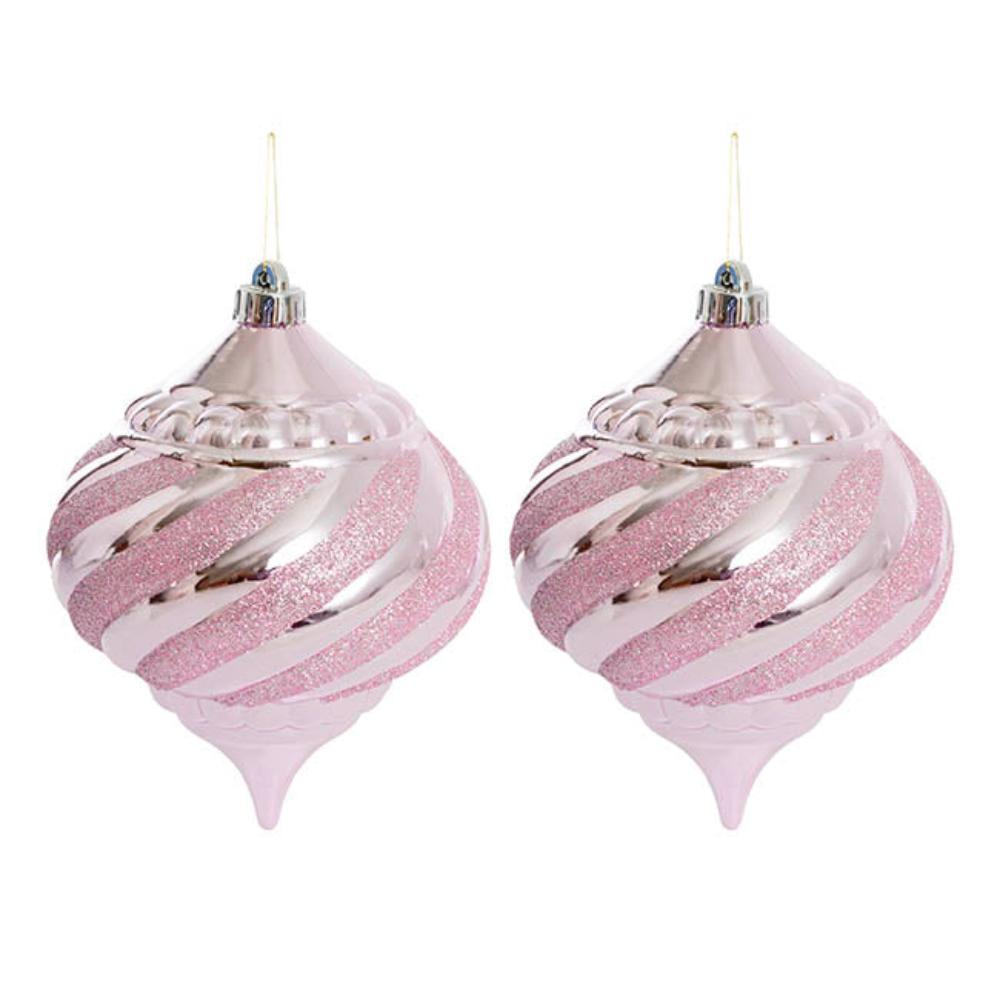 Galwyn Hanging Decorative Onion Baubles Pack 2 Pink (15cmD) x 3-houseofhyne