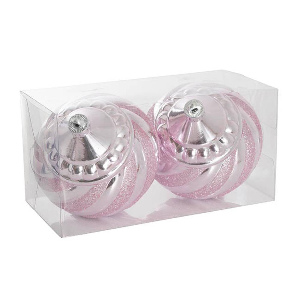 Galwyn Hanging Decorative Onion Baubles Pack 2 Pink (15cmD) x 3-houseofhyne