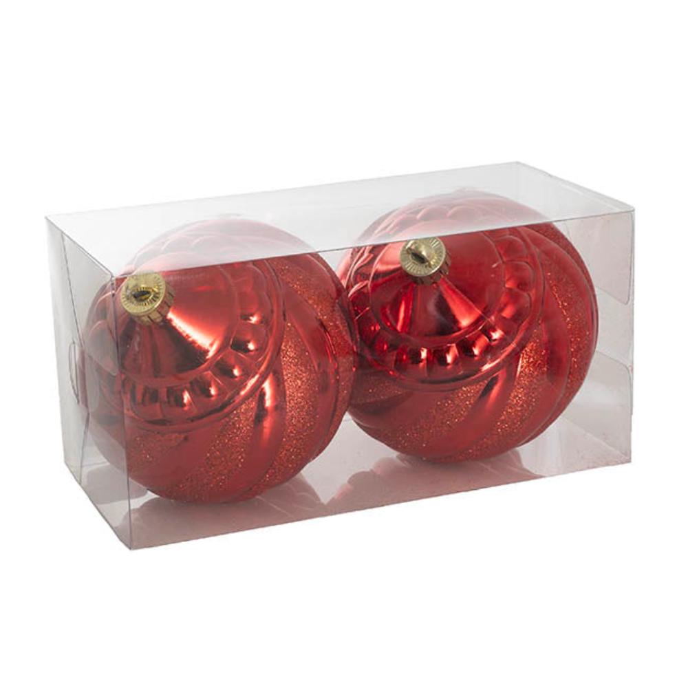 Thraven Hanging Decorative Onion Baubles Pack 2 Red (15cmD) x3-houseofhyne