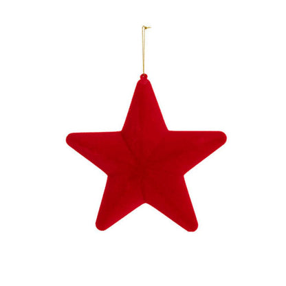 Xylar Hanging Flocked Large Star Red (20cmD)x 10-houseofhyne