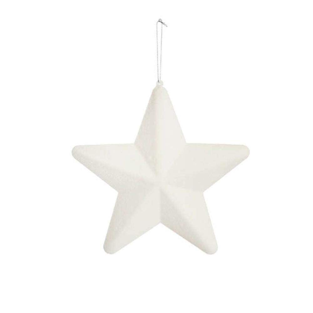 Nylar Hanging Flocked Large Star White (20cmD)x 10-houseofhyne