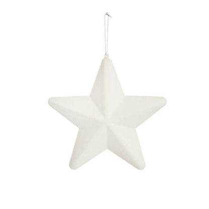 Nylar Hanging Flocked Large Star White (20cmD)x 10-houseofhyne