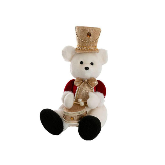 Xalorn Sitting Christmas Drummer Bear White- 2 pcs-houseofhyne