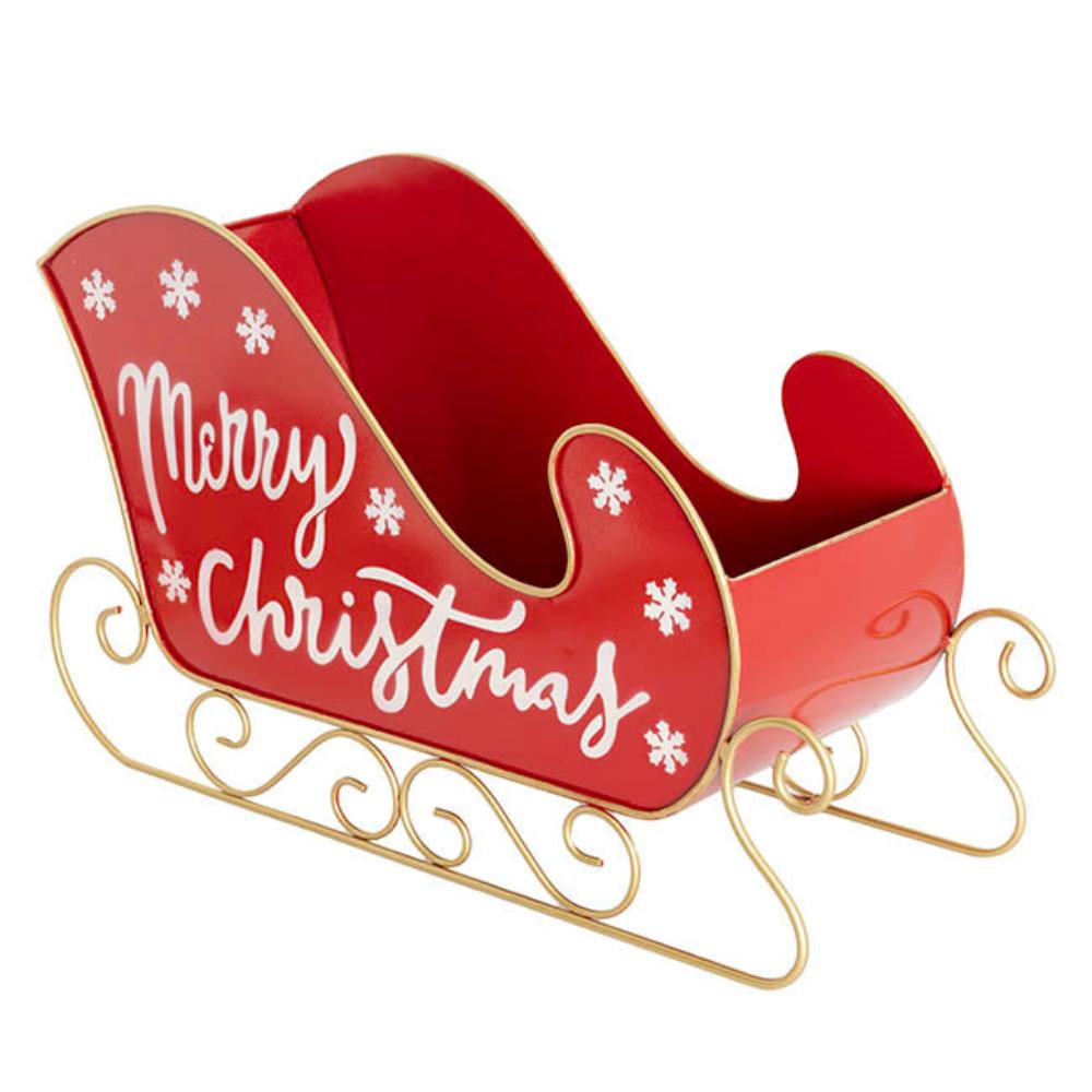 Tralor Metal Merry Christmas Sleigh Red-houseofhyne