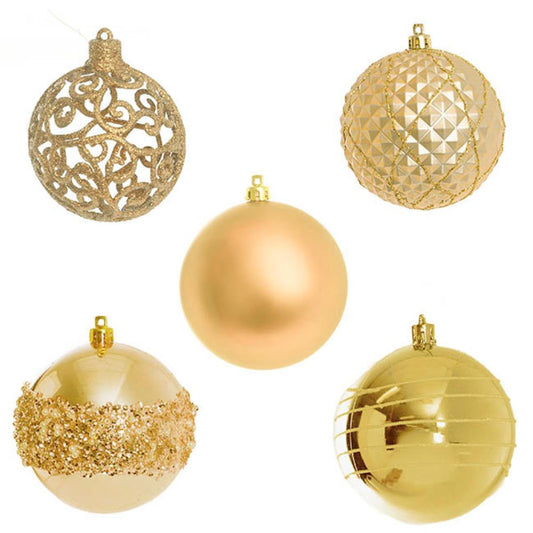 Vralix Decorative Assorted Hanging Baubles Set 30 Champagne (8cmD)-houseofhyne