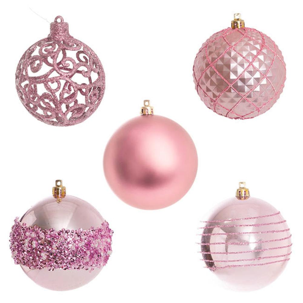 Zylix Decorative Assorted Hanging Baubles Set 30 Pink (8cmD)-houseofhyne