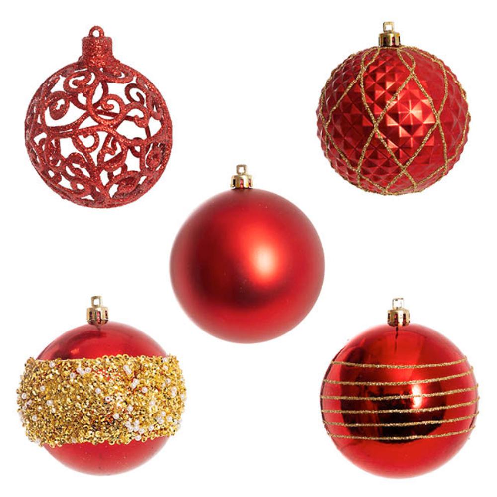 Branthar Decorative Assorted Hanging Baubles Set 30 Red (8cmD)-houseofhyne