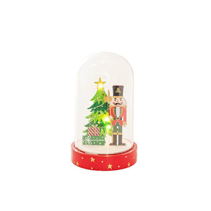 Branor Christmas Nutcracker w Tree LED Cloche Red- 3 pcs-hoseofhyne