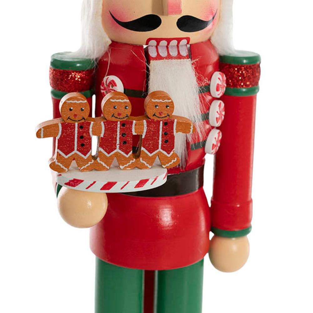 Gravorn Nutcracker Holding Gingerbread Man Red & Green (36cmH)-houseofhyne