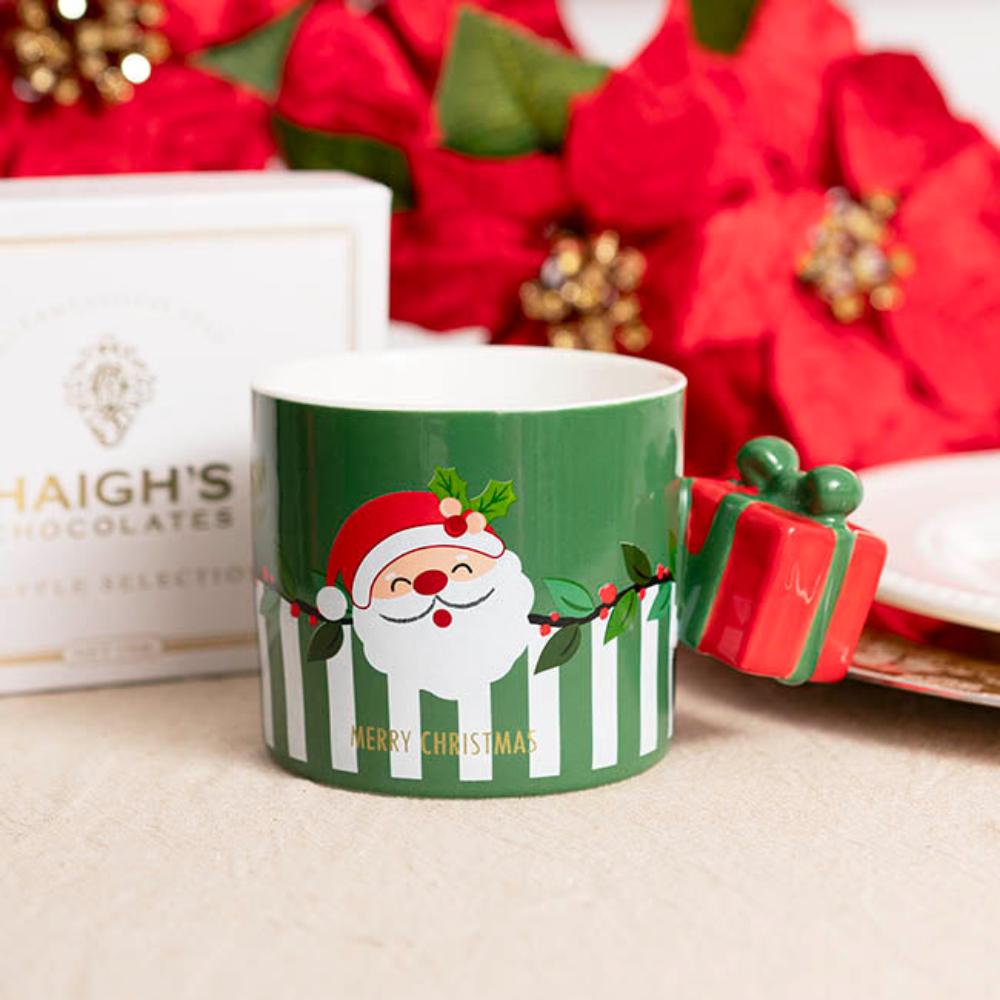 Vrynax Christmas Santa Mug w Gift Handle Green (9cmDx8cmH)x4-houseofhyne