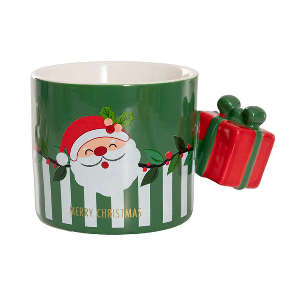 Vrynax Christmas Santa Mug w Gift Handle Green (9cmDx8cmH)x4-houseofhyne