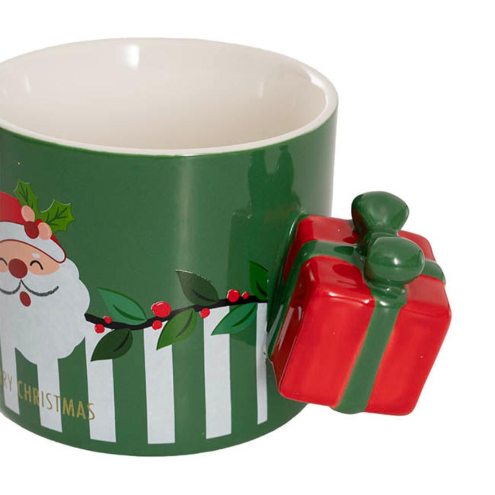 Vrynax Christmas Santa Mug w Gift Handle Green (9cmDx8cmH)x4-houseofhyne