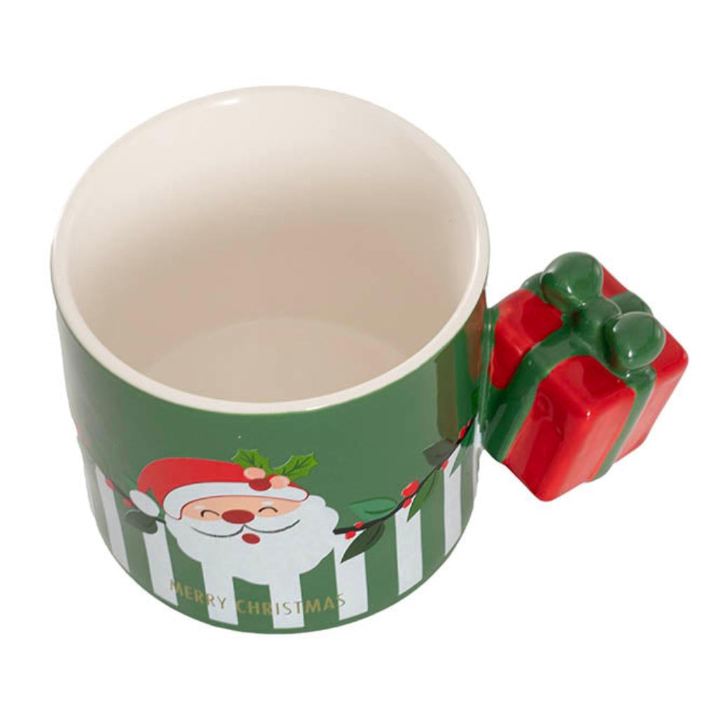 Vrynax Christmas Santa Mug w Gift Handle Green (9cmDx8cmH)x4-houseofhyne