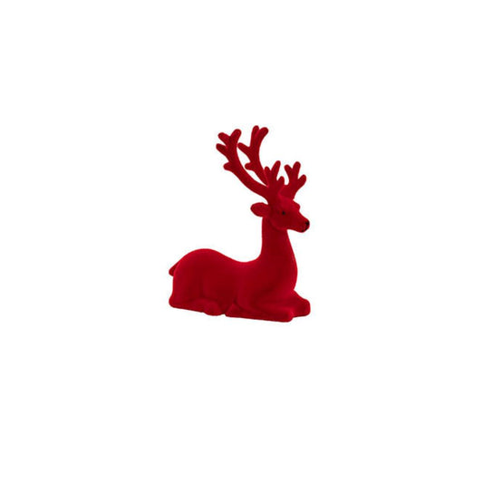 Valyss Sitting Flocked Reindeer Dark Red (18x20.5cmH)-set of 3-houseofhyne