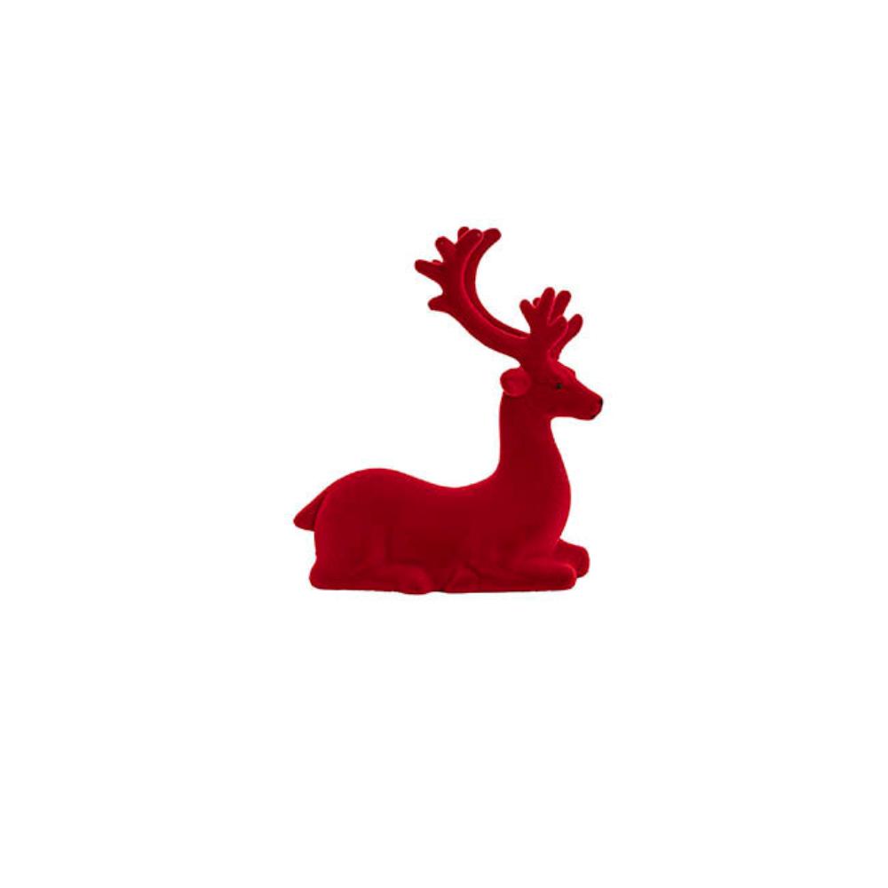 Valyss Sitting Flocked Reindeer Dark Red (18x20.5cmH)-set of 3-houseofhyne