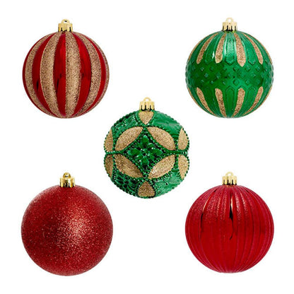 Zyrath Hanging Assorted Baubles Set 9 Red & Green (10cmD)x 3-houseofhyne