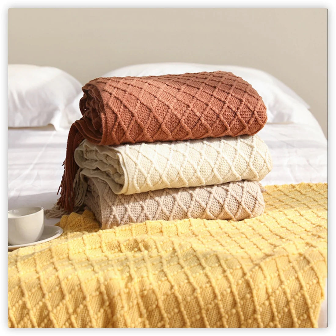 GoldenCashmere Anyhouz Throw Blanket Yellow Cashmere Slipcovers 3