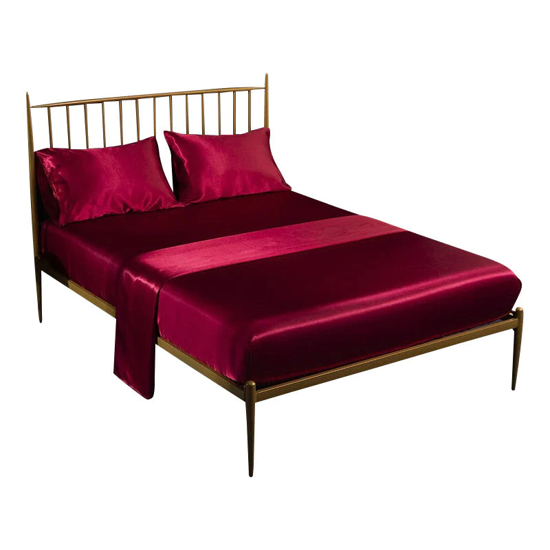 Burgundy Velvet Anyhouz Fitted Sheet 180x200cm Winered Luxury Silky Beddings Set with Pillow Cases 1