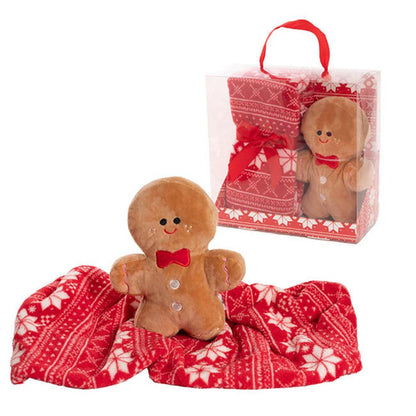 Thyrin Gingerbread Man & Blanket Gift Set Red (25cmH)x 3-houseofhyne