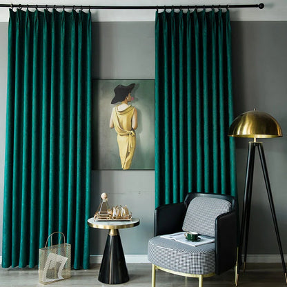 Verdant Drapix Anyhouz Curtain Dark Green Plain Blackout Curtains for Living Room 4