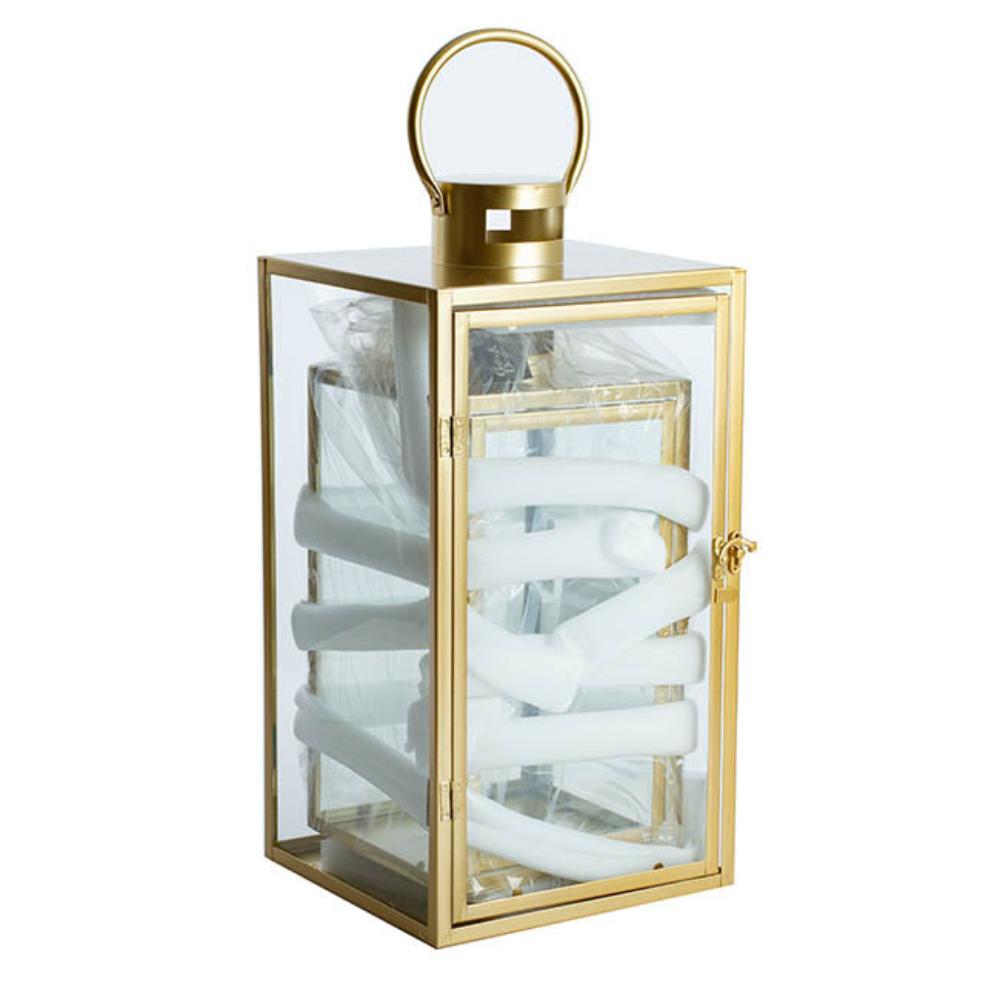 Zylaron Chrome Metal Lantern Set 2 Gold (22x21x54cmH)-houseofhyne