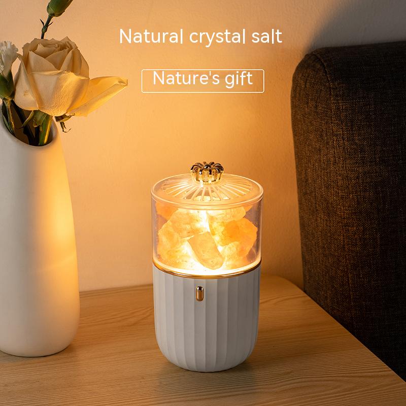 Verdant Glow Anyhouz Luxury Lamp Himalayan Salt Green Vase Aromatherapy Wireless Rechargeable Table Accents for Bedroom Hotel Living Room 5