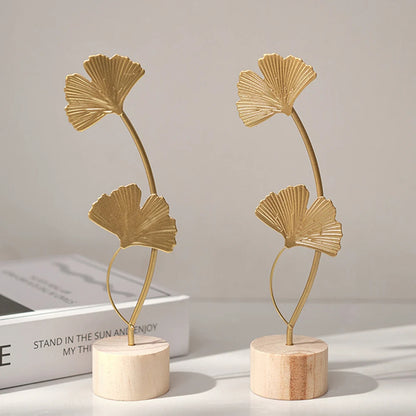 Nordic Gold Ginkgo Leaf Sculpture - Set of 6