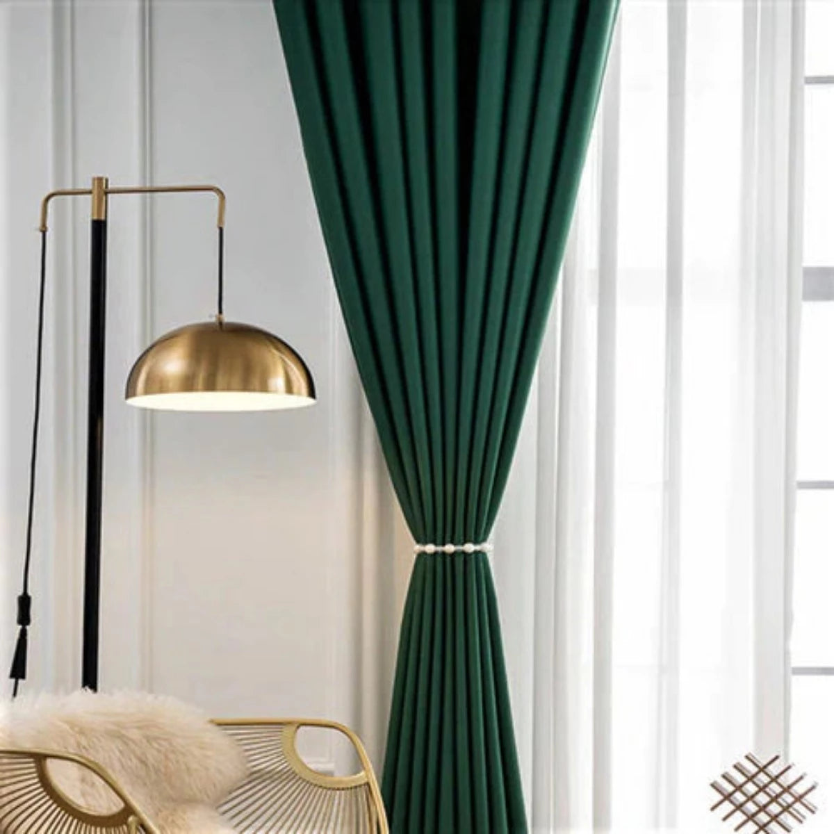 Verdant Drapix Anyhouz Curtain Dark Green Plain Blackout Curtains for Living Room 6