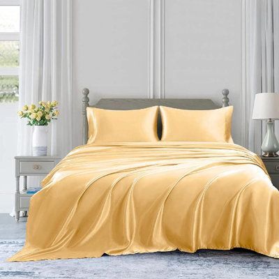 Golden Sands Anyhouz Fitted Sheet 180x200cm Camel Luxury Silky Beddings Set with Pillow Cases 6