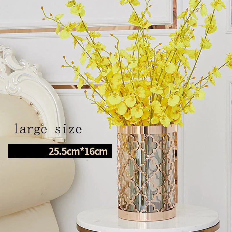 Lustra Anyhouz 25.5cm Metal Vase With Glass Tabletop Home Decor 6