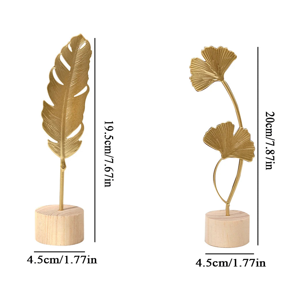 Nordic Gold Ginkgo Leaf Sculpture - Set of 6