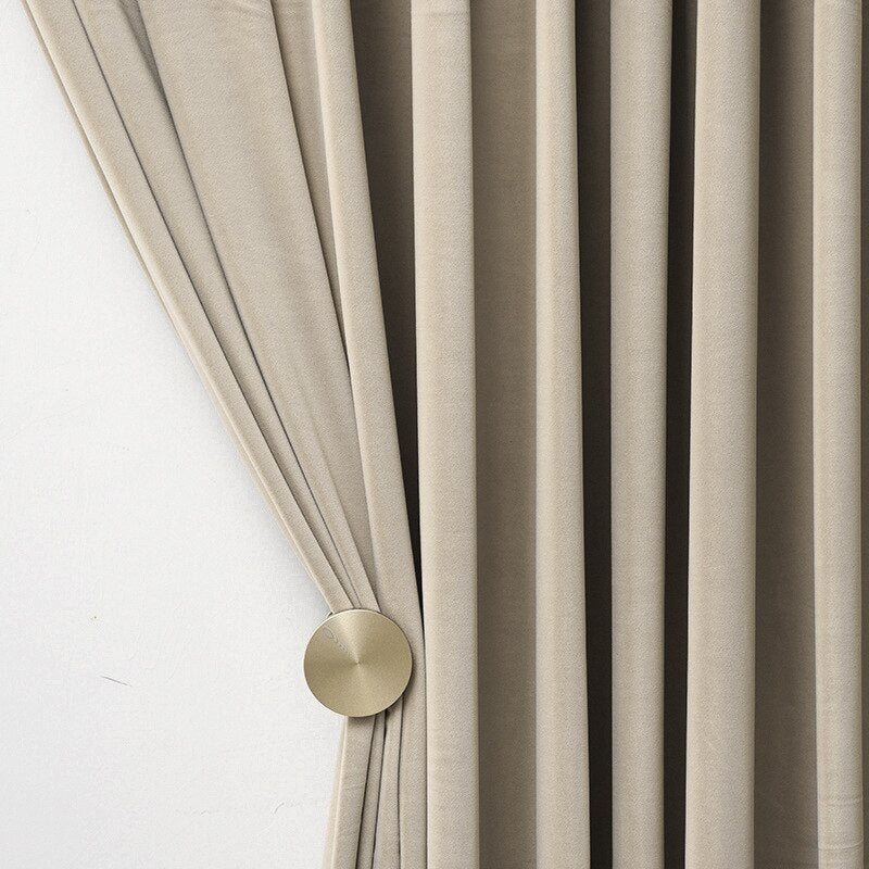 Veloura Drapix Anyhouz Curtains Beige Velvet Blackout Window Drape 1