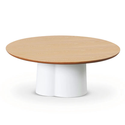 Elysium 80cm Round Natural Coffee Table - White - House of Hyne