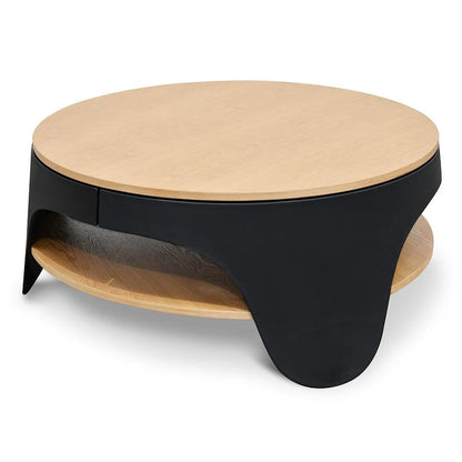 Elysium 82cm Round Coffee Table - Natural - Black - House of Hyne