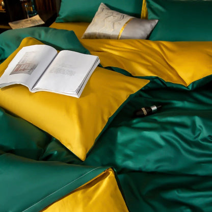 Emerald Sunshine Anyhouz Duvet Comforter Set King Deep Green/Yellow Blanket Bedspread 6 Pcs Bed Set 8