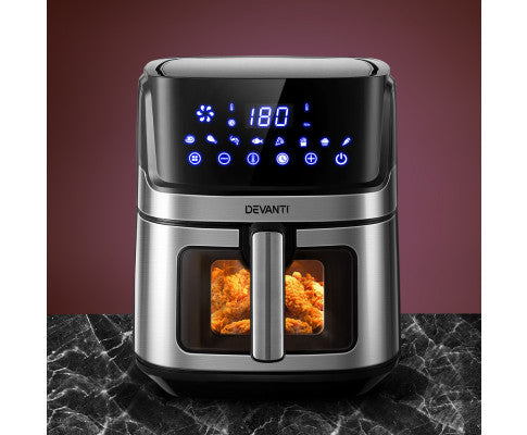 Devanti Air Fryer 6.5L LCD Fryers Clear Window