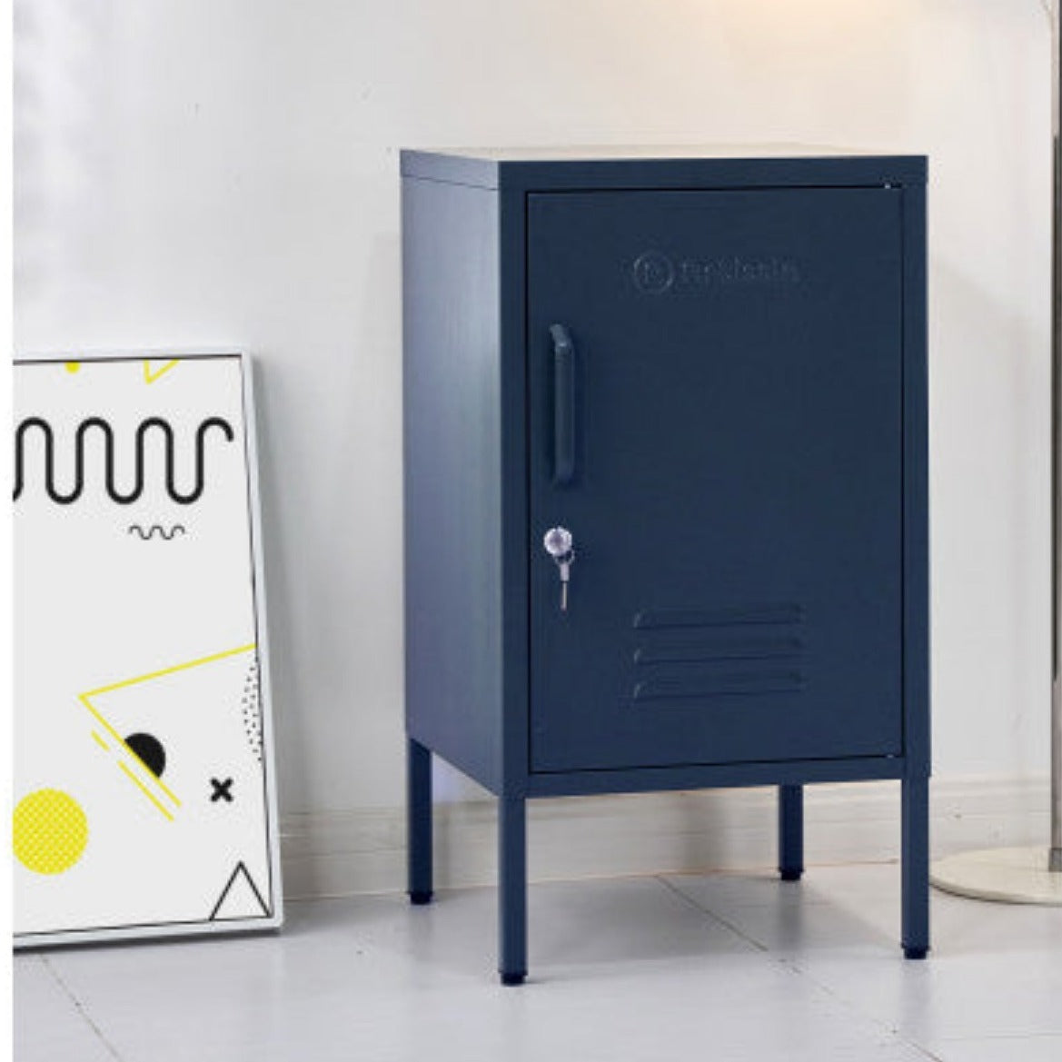 ArtissIn Bedside Table Metal Cabinet - MINI Blue 5