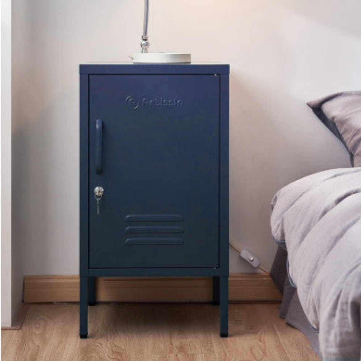 ArtissIn Bedside Table Metal Cabinet - MINI Blue 8